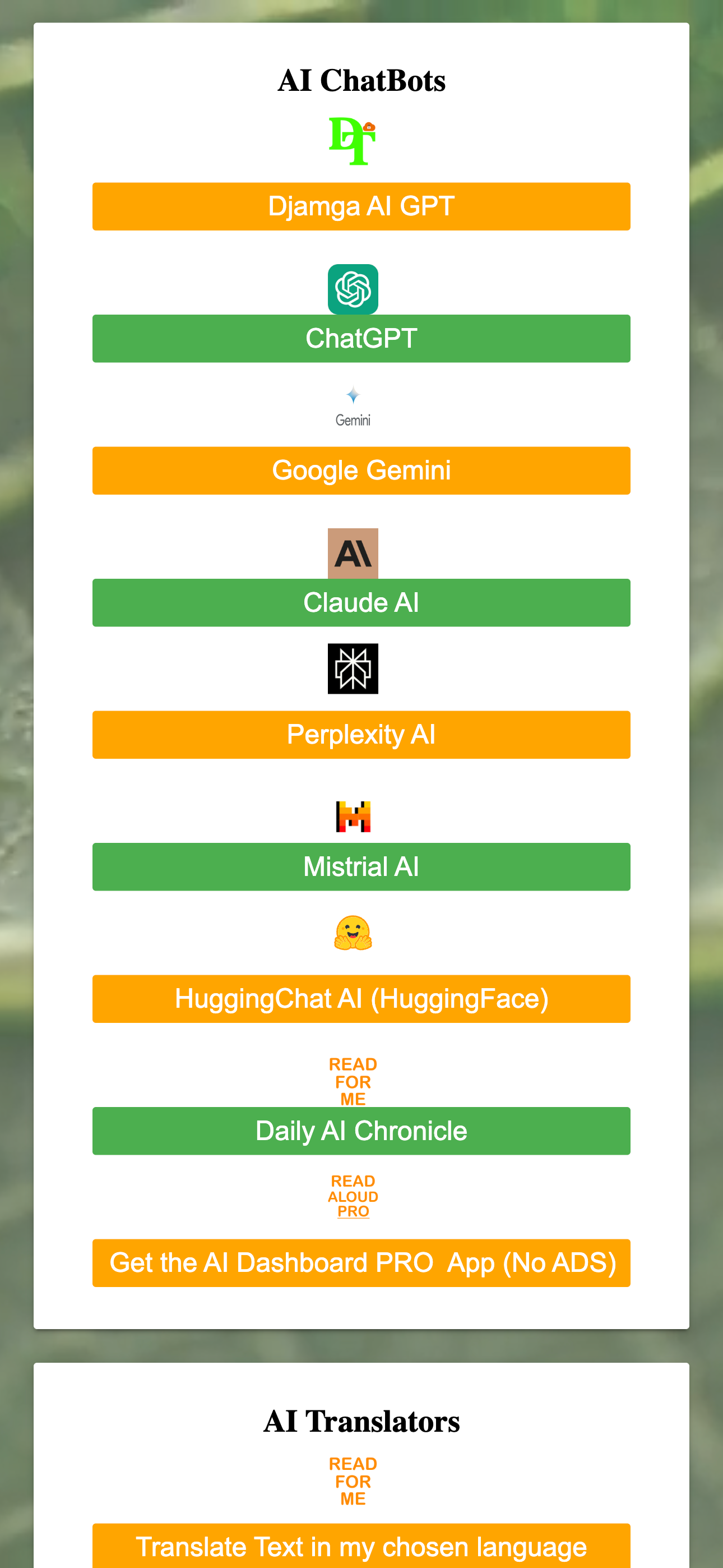 Unlock the power of AI with Read Aloud For Me AI Dashboard - your ultimate AI Dashboard and Hub. Access all major AI tools in one seamless app, designed to elevate your productivity and streamline your digital experience. Available now on the web at readaloudforme.com and across all your favorite app stores: Apple, Google, and Microsoft. Read Aloud For Me - AI Dashboard brings the future of AI directly to your fingertips, merging convenience with innovation. Whether for work, education, or personal enhancement, our app is your gateway to the most advanced AI technologies. Download today and transform the way you interact with AI tools.
